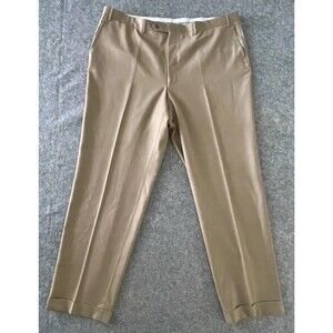 Canali Men’s Dress Pants Tessuto Pleated Cuffed 100% Wool Camel Italy Size 42